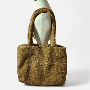 PINK‎ Victoria's Secret Sherpa Tote Bag Plush Teddy Purse Handbag Brown